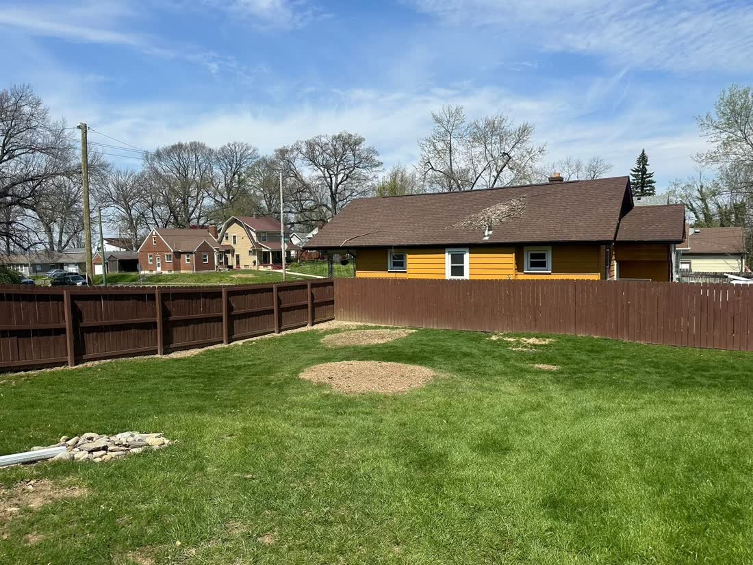 Lawn after stump grinding and cleanup